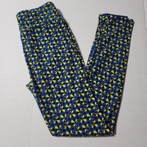 💚 LuLaRoe Blue Yellow Black Designs Leggings Womens One Size‎ OS